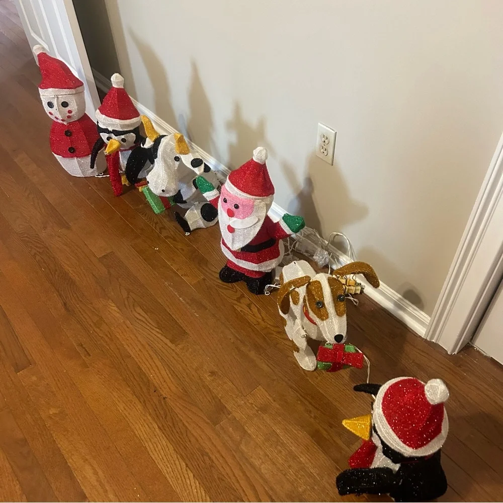 Vintage 20” Christmas Light Up Decor All 6 Characters Cow Dog Santa Penguin +